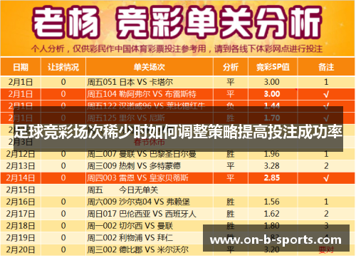 足球竞彩场次稀少时如何调整策略提高投注成功率