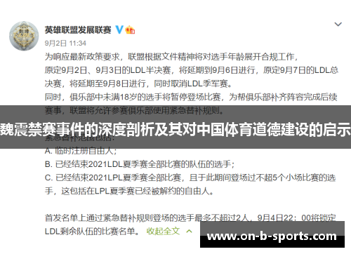 魏震禁赛事件的深度剖析及其对中国体育道德建设的启示